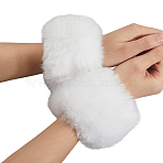 Women Imitation Rabbit Hair Cuffs Oversleeve Arm Gloves, Winter Warm Plush Windproof Wristband Jacket Accessories, White, 80x130x20mm(AJEW-WH20019-20B)
