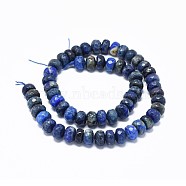 Natural Lapis Lazuli Beads Strands, Faceted, Rondelle, 10x6mm, Hole: 0.8mm, about 59~62pcs/strand, 15.3 inch(39cm)(G-F632-15-02)