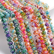 Spray Painted Glass Bead Strands, Faceted, Rondelle, Mixed Color, 6x5mm, Hole: 1mm, about 87~90pcs/strand, 18.8 inch(DGLA-R031-6mm-M)