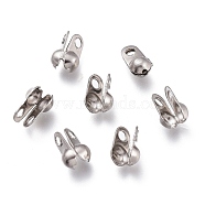 304 Stainless Steel Bead Tips, Calotte Ends, Clamshell Knot Cover, Stainless Steel Color, 6.5x3.5mm, Hole: 1.4mm, Inner Diameter: 2.5mm(STAS-A050-D-P)