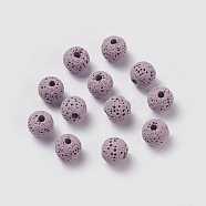 Unwaxed Natural Lava Rock Beads, for Perfume Essential Oil Beads, Aromatherapy Beads, Dyed, Round, Thistle, 8.5mm, Hole: 1.5~2mm(G-F325-8mm-A03)