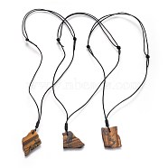 Natural Tiger Eyes Pendant Necklaces, with Cowhide Leather Cord, Chinese Waxed Cotton Cord, Mixed Shapes, 15 inch~29.1 inch(38~74cm), 1.6mm(NJEW-JN02308)