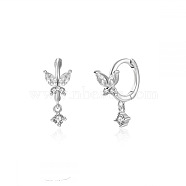 925 Sterling Silver Butterfly Hoop Earrings with Cubic Zirconia, Elegant Earrings(CY9476-2)