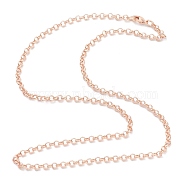 Brass Rolo Chain Necklace Making, with Lobster Claw Clasps, Rose Gold, 17.72 inch(45cm)(MAK-F036-01RG)