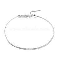 Rhodium Plated 925 Sterling Silver Twist Round Bangles, with S925 Stamp, Real Platinum Plated, Inner Diameter: 2-1/8 inch(5.5cm)(BJEW-D037-01P)