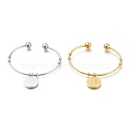 304 Stainless Steel Cuff Bangles, Torque Bangles, Flat Round with Saint Benedict Medal Charm Bangles, Mixed Color, 2-3/8 inch(5.9cm)(BJEW-M284-04)