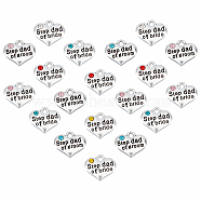 ARRICRAFT 42Pcs 7 Style Wedding Theme Antique Silver Tone Tibetan Style Alloy Heart with Step Dad of Bride Rhinestone Charms, Cadmium Free & Lead Free, Mixed Color, 14x16x3mm, Hole: 2mm, 6pcs/style(FIND-AR0001-42)