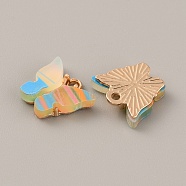 Acrylic Charms, with Light Gold Plated Alloy Finding, Butterfly, Dodger Blue, 11.5x13x3.5mm, Hole: 1.7mm(FIND-TAC0011-51A)