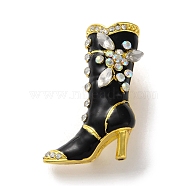 Fashion Golden Zinc Alloy Enamel Pins, Rhinestones Brooches for Backpack Clothes, Shoes, 38x25mm(JEWB-D068-01G-02)