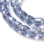 Electroplate Glass Beads, Pearl Luster Plated, Faceted Barrel, Light Steel Blue, 10x10mm, Hole: 1mm(X-GLAA-F108-13A-05)
