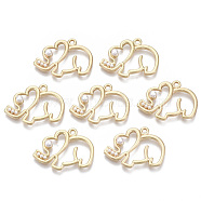 Alloy Pendants, with ABS Plastic Imitation Pearl, Elephant, White, Light Gold, 18x25x5mm, Hole: 1.6mm(X-PALLOY-N155-01)