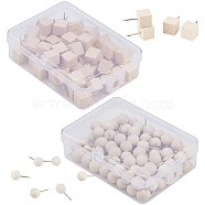 Gorgecraft 2 Boxes 2 Style Chinese Cherry Round Push Pins, with Iron Pins, for Photos Wall, Maps, Bulletin Board or Corkboard, BurlyWood, 1 box/style(AJEW-GF0003-98)