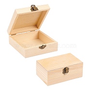 Olycraft Pinewood Fold Box, with Iron Clasp, Rectangle, BurlyWood, 12.6x11.9x5cm, 2pcs/set(CON-OC0001-22)