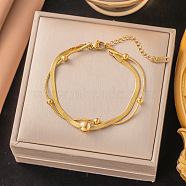 304 Stainless Steel Chain Braclets, Real 18K Gold Plated, 6-3/4 inch(17cm)(BJEW-C084-08G)