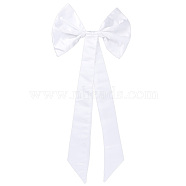 Detachable Satin Bow, Bridal Dress Back Bowknot, White, 820x360x18mm(DIY-WH0002-35)