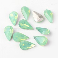 Faceted Teardrop K9 Glass Pointed Back Rhinestone Cabochons, Grade A, Back Plated, Pacific Opal, 13x8x4.5mm(RGLA-E004-13x8mm-033)