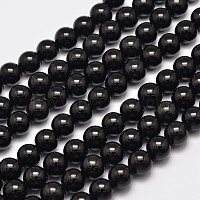 obsidienne naturelle perles brins, arrondir, 6 mm, trou: 1 mm, environ 62 pcs / brin, {1 pouce