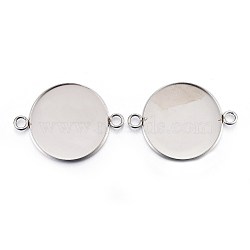 304 Stainless Steel Cabochon Connector Settings, Plain Edge Bezel Cups, Flat Round, Stainless Steel Color, Tray: 25mm, 36x27x2mm, Hole: 3mm(STAS-F191-15P-I)