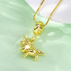 Brass Unicorn Pendant Necklaces for Women, Real 18K Gold Plated, 17.40 inch(44.2cm)(NJEW-C071-04G)