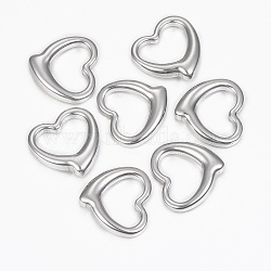 304 Stainless Steel Links connectors, Heart, Stainless Steel Color, 16x16.5x4mm(STAS-H396-10P)