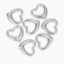 Tarnish Resistant 304 Stainless Steel Links connectors, Heart, Stainless Steel Color, 16x16.5x4mm(STAS-H396-10P)