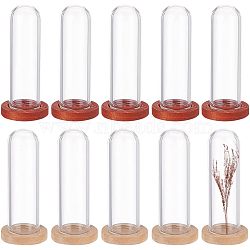 Nbeads 10Pcs 2 Colors Glass Dome Cover, Decorative Display Case, Cloche Bell Jar Terrarium with Wooden Base, Mixed Color, 40x12mm, 5pcs/color(DJEW-NB0001-17)