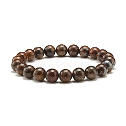 9mm Natural Bronzite Beads Stretch Bracelet for Men Women, Inner Diameter: 2-1/8 inch(5.5cm), Beads: 9mm(BJEW-JB07236)