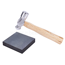 DIY Jewelry Tool Sets, with Iron Hammers and Rubber Block, Black, 155mm(DIY-BC0010-58)