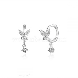 925 Sterling Silver Butterfly Hoop Earrings with Cubic Zirconia, Elegant Earrings(CY9476-2)