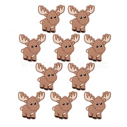 10Pcs Cartoon Elk Silicone Beads, Chewing Beads For Teethers, DIY Nursing Necklaces Making, Camel, 35.5x28x9mm, Hole: 2mm(JX706A)