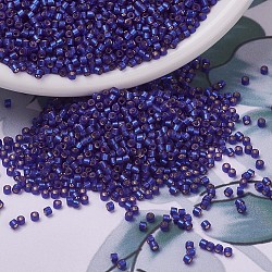 MIYUKI Delica Beads, Cylinder, Japanese Seed Beads, 11/0, (DB0696) Dyed Semi-Frosted Silver Lined Dark Blue Violet, 1.3x1.6mm, Hole: 0.8mm, about 10000pcs/bag, 50g/bag(SEED-X0054-DB0696)