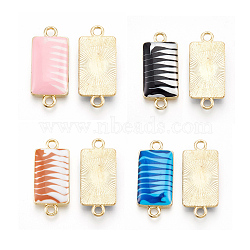 Alloy Enamel Links connectors, Rectangle, Light Gold, Mixed Color, 24.5x11x4mm, Hole: 2mm(ENAM-S016-17-LG-M)