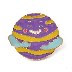 Planet Enamel Pins, Alloy Brooches for Backpack Clothes, Purple, 24x29mm(JEWB-Q012-02B)