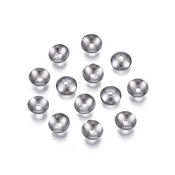 Non-Tarnish 304 Stainless Steel Bead Caps, Apetalous, Half Round, Stainless Steel Color, 5x1.5mm, Hole: 0.8mm(STAS-S057-48A-P)