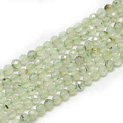 Natural Prehnite Beads Strands, Faceted, Round, 3~3.5mm, Hole: 0.3mm; about 113pcs/strand, 14.9inches(G-S300-12-3mm)