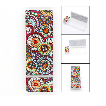 DIY Rectangle Diamond Painting Pencil Case Kits, Including Plastic Box, Self-sealing Bag, Resin Rhinestones, Diamond Sticky Pen, Tray Plate and Glue Clay, Flower Pattern, 210x72x30mm