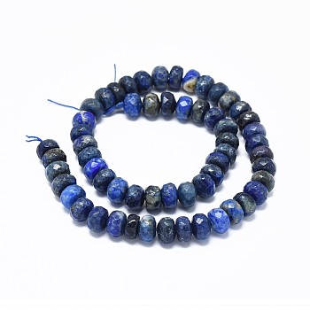 Natural Lapis Lazuli Beads Strands, Faceted, Rondelle, 10x6mm, Hole: 0.8mm, about 59~62pcs/strand, 15.3 inch(39cm)