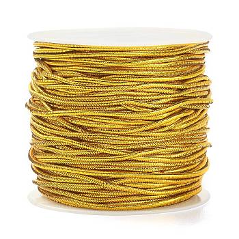 Polyester & Rubber Elastic Cord, Round, Gold, 1mm, about 21.87 Yards(20m)/Roll