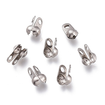 304 Stainless Steel Bead Tips, Calotte Ends, Clamshell Knot Cover, Stainless Steel Color, 6.5x3.5mm, Hole: 1.4mm, Inner Diameter: 2.5mm
