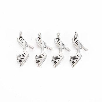 Tibetan Style Alloy Pendants, Cadmium Free & Lead Free, High-heeled Shoes, Antique Silver, 20x9x4mm, Hole: 1.5mm, about 955pcs/1000g