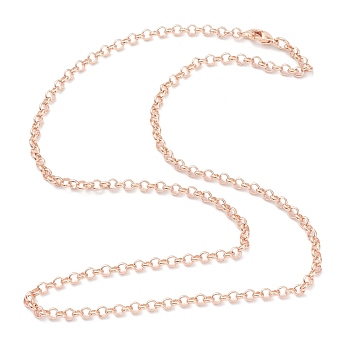 Brass Rolo Chain Necklace Making, with Lobster Claw Clasps, Rose Gold, 17.72 inch(45cm)