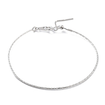 Rhodium Plated 925 Sterling Silver Twist Round Bangles, with S925 Stamp, Real Platinum Plated, Inner Diameter: 2-1/8 inch(5.5cm)