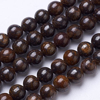 Natural Bronzite Beads Strands, Round, 8mm, Hole: 1mm, about 47pcs/strand, 15.6 inch