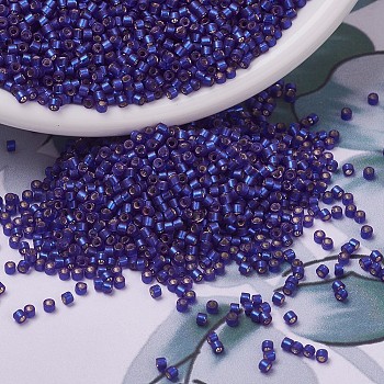 MIYUKI Delica Beads, Cylinder, Japanese Seed Beads, 11/0, (DB0696) Dyed Semi-Frosted Silver Lined Dark Blue Violet, 1.3x1.6mm, Hole: 0.8mm, about 10000pcs/bag, 50g/bag