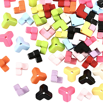 60Pcs Baking Paint Opaque Acrylic Beads, Corner Shaped, Mixed Color, 12x12x12mm, Hole: 2.5mm