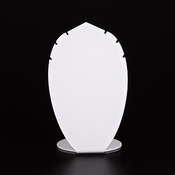 Acrylic Necklace Display Stands, White, 24x14.5x8.1cm