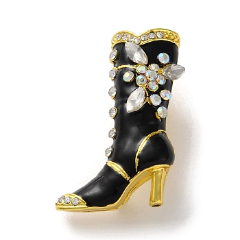 Fashion Golden Zinc Alloy Enamel Pins, Rhinestones Brooches for Backpack Clothes, Shoes, 38x25mm