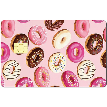 PVC Plastic Waterproof Card Stickers, Self-adhesion Card Skin for Bank Card Decor, Rectangle, Donut, 186.3x137.3mm