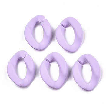 Opaque Spray Painted Acrylic Linking Rings, Quick Link Connectors, for Curb Chains Making, Twist, Plum, 23x17x4.5mm, Inner Diameter: 13.5x7mm