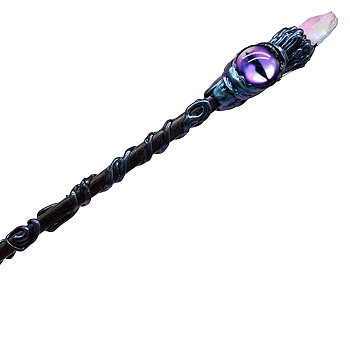 Natural Quartz Witch Magic Stick, Cosplay Evil Eye Magic Wand, for Witches and Wizards, 350mm